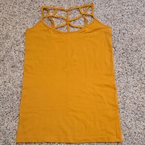 Zenana Outfitters Criss Cross Strappy Tank Cami Size L/XL Mustard New